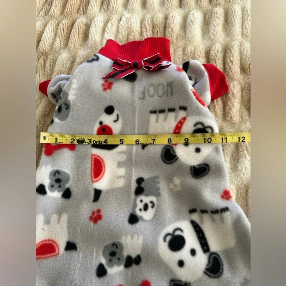 Cozy Snow Pup Fleece Dog Pajamas | Medium Dog Outfit | Holiday Loungewear